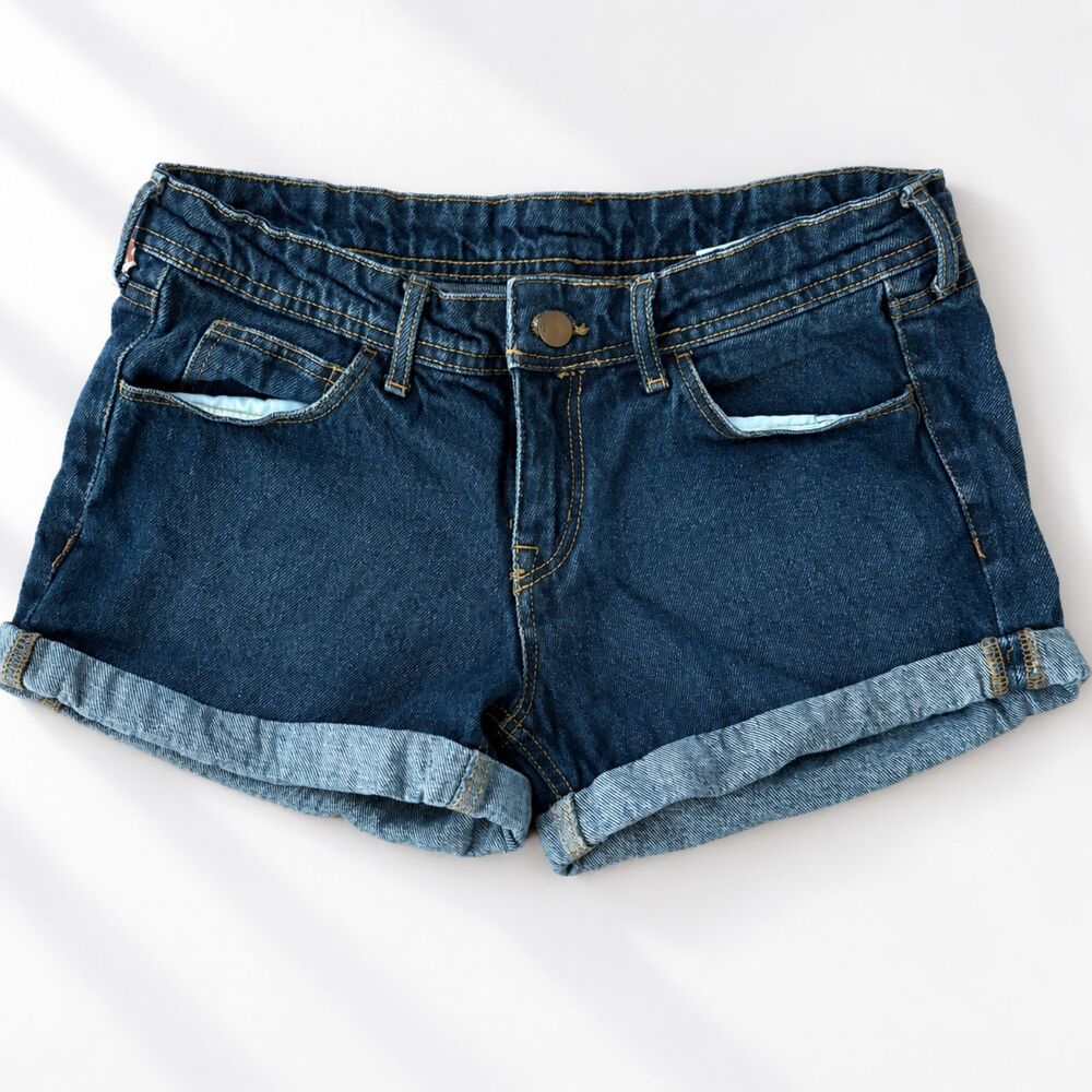 Low Rise Cuffed Denim Shorts
